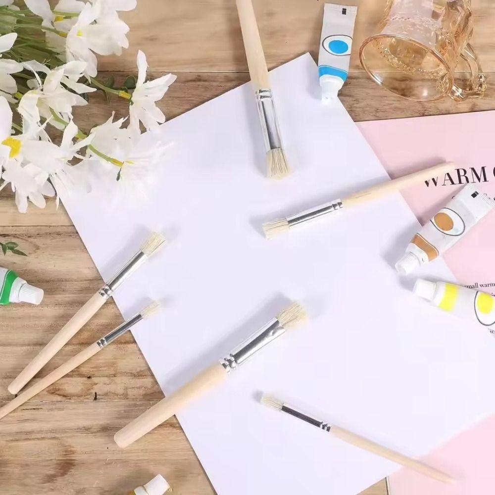 Bristle Hair Wooden Handle Watercolor Oil and Acrylic Painting Pen Painting Brush  Child Toy