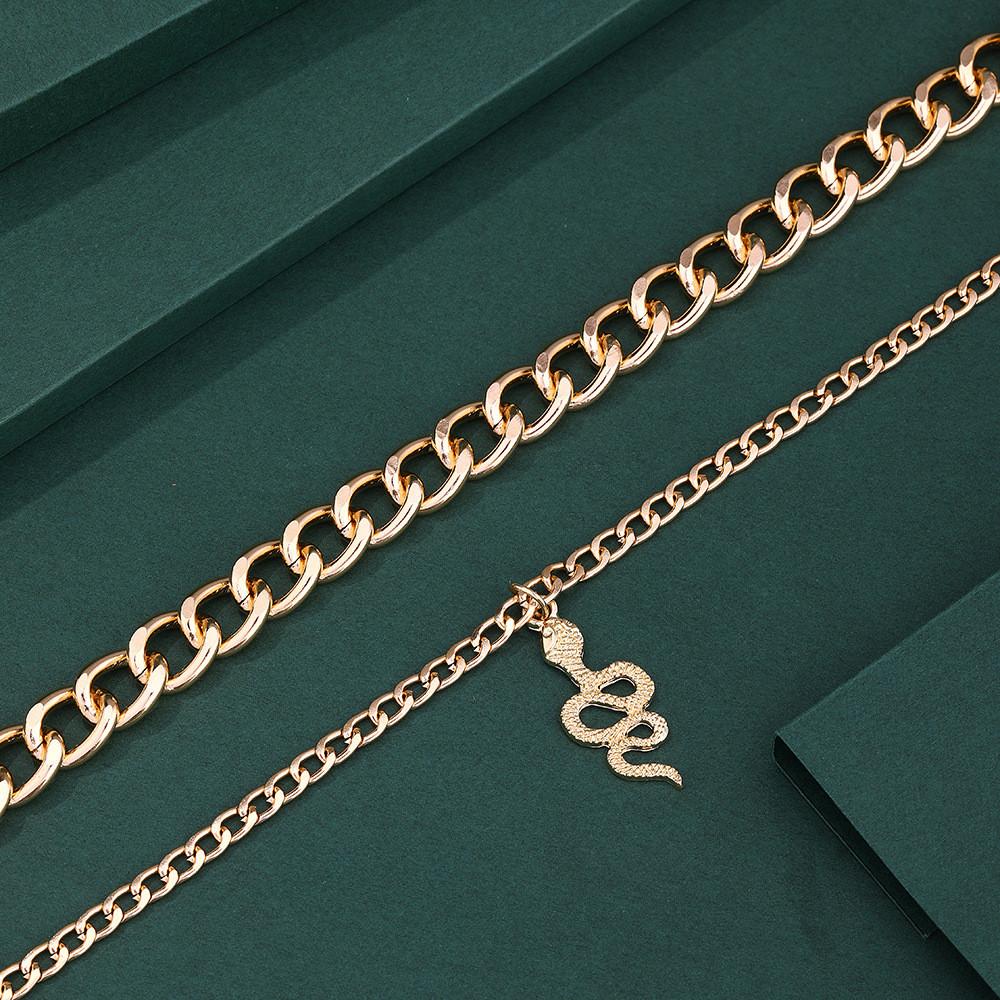 Stylish European And American Double Layer Snake Necklace For Women With Unique Design In Gold And Silver