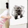 5PCS Cute Cats and Dogs Pet Animals Wall Art Stickers Vivid 3D Holes Interesting Cat and Dog Toilet Stickers DIY Home Decoration