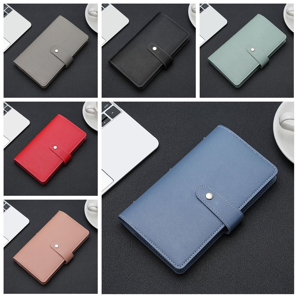 96 Bits PU Leather Card Bag Money Saving Binder Book Card Holder Solid Color Card Bag  Women