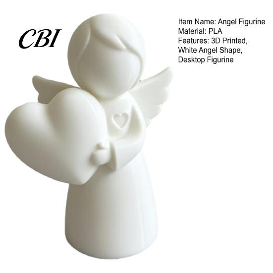 PLA Angel Decoration Mini Love Heart Figurine, 3D Printed White Statue, Modern Decor for Mother's Day, Valentine's Christmas Gift Statue