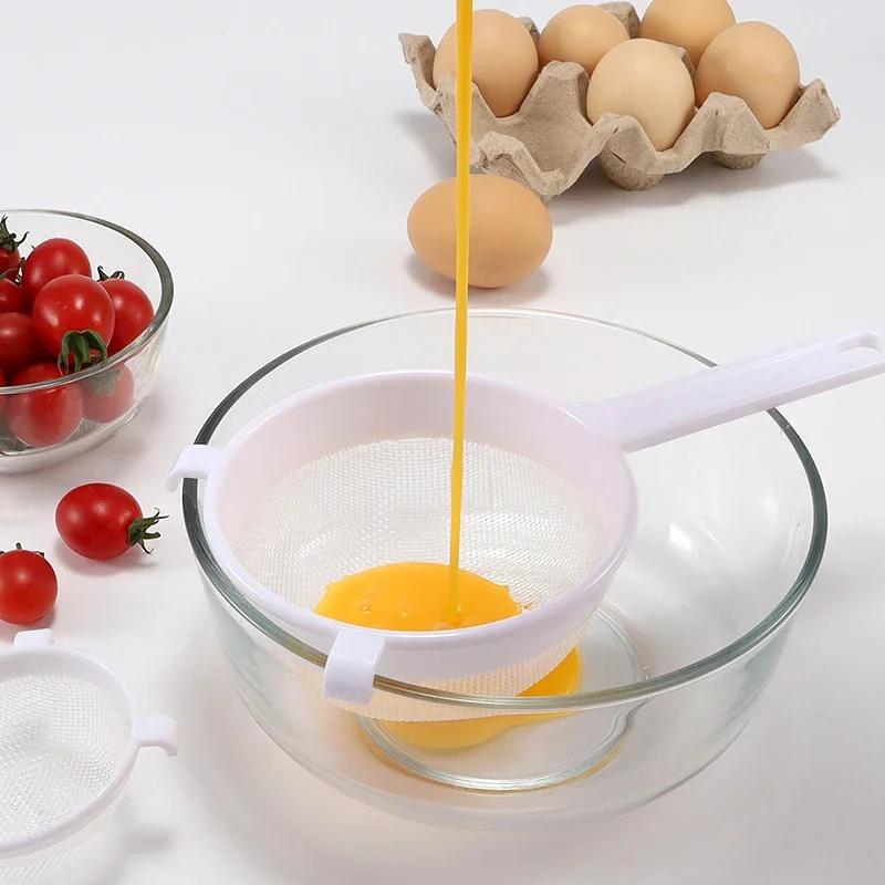 Kuchenny filtr do mleka orzechowego Plastikowe sitko łyżkowe z drobną siatką Przesiewacz do mąki z uchwytem Filtr do mleka sojowego, kawy Cedzaki Narzędzia kuchenne