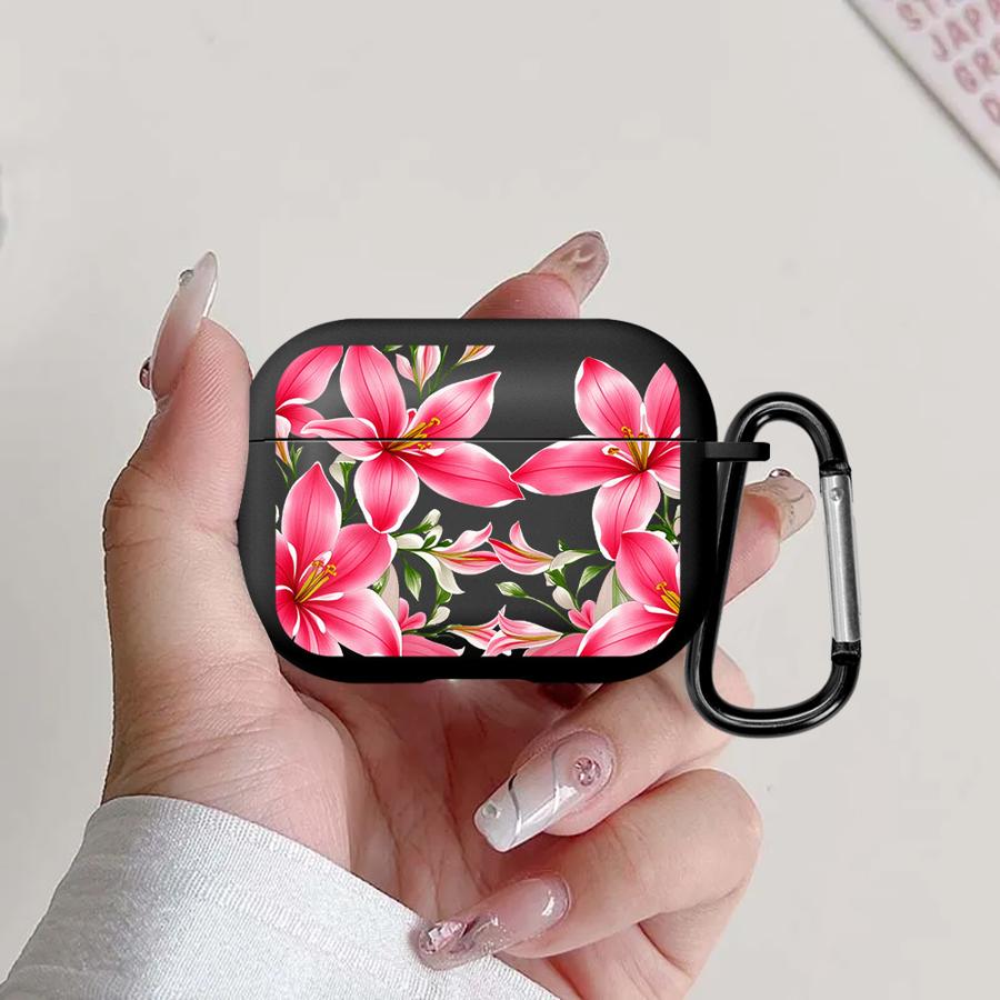 Case For Airpods 3 1 4 Pro2 2 Pro3 Pro Earphone Cases Cover Cherry Flower Print Clear Cool