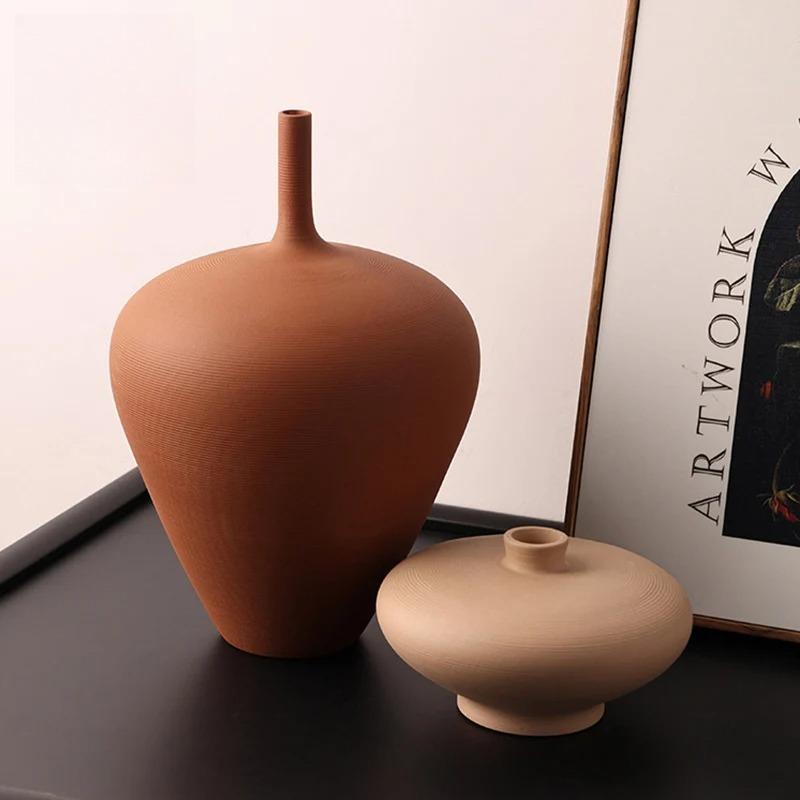 Minimalist Brushed Frosted Ceramic Vase Plant Pots Table Decoration Flowers Arrangement Floral Vases Room Aesthetic Decor