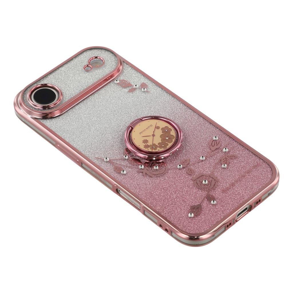 KADEM For iPhone 17 Air Case Ring Kickstand TPU Flowers Phone Cover Gradient Glitter