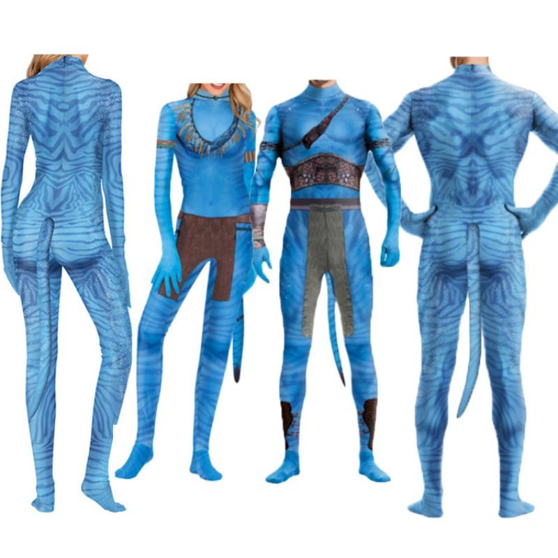 Avatar Halloween Costume For Adult Women Men Avatar The Way of Water Tail Bodysuit Cosplay Alien Costume Birthday Party Clothes