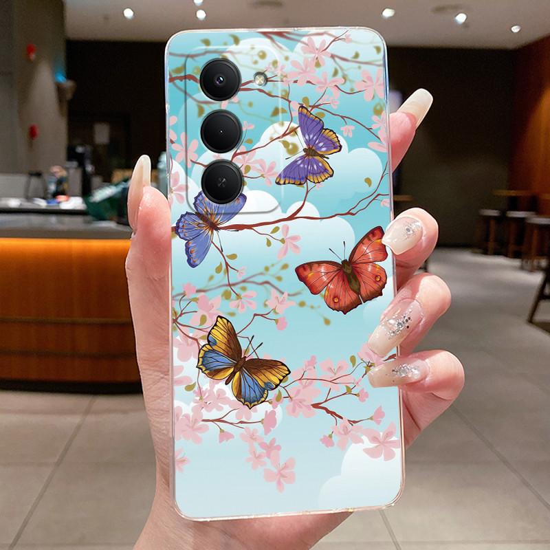 New Design For Redmi 15 5G Case Clear Luxury Fashion Butterfly Flower Pattern Soft TPU Silicone Phone Cover For Redmi15 5G Case