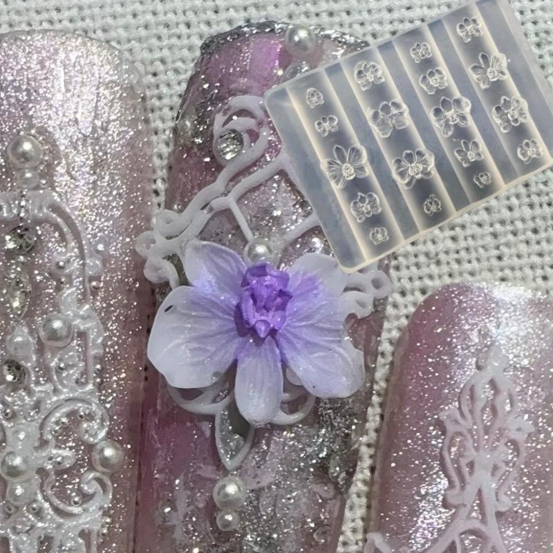 

3D Силиконовая форма для ногтей в виде цветка фаленопсиса, DIY, шаблон для маникюра с дизайном цветка орхидеи-бабочки, инструменты для лепки, форма для нейл-арта ONESIZE