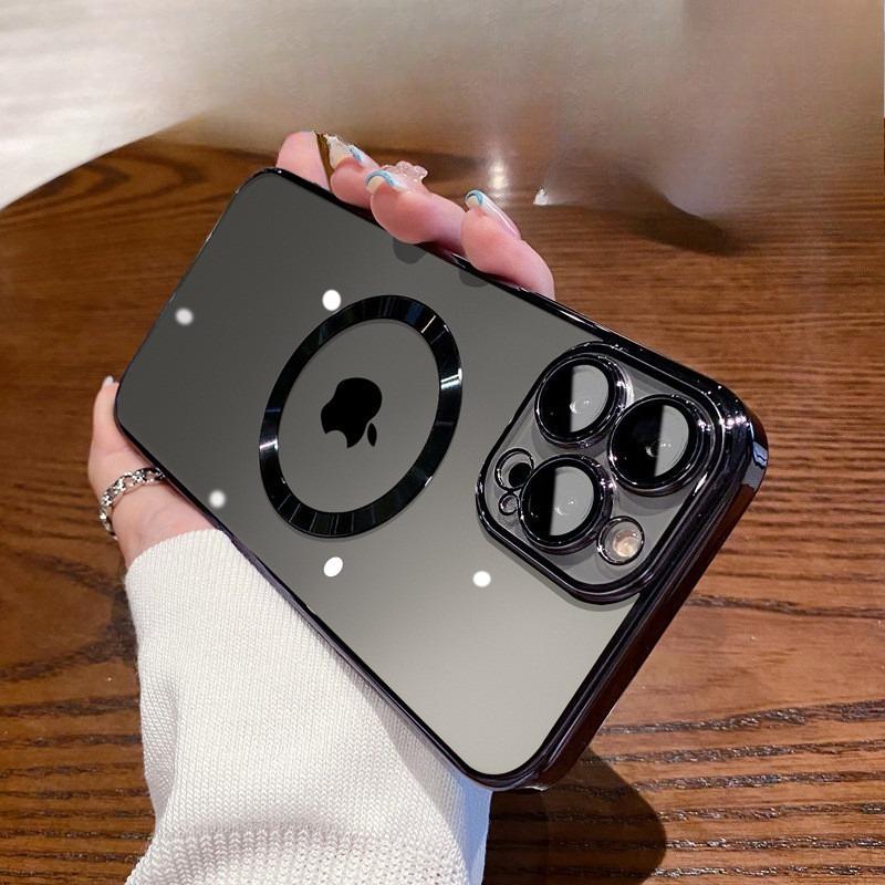 Applicable To IPhone 16 Electroplated Magnetic Phone Case Apple 15pro Full Package Lens Film 14 Transparent PC Protection Case