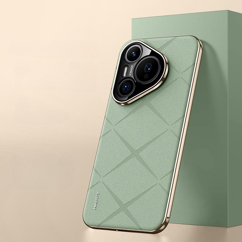 

Роскошный кожаный чехол для телефона для Huawei Pura 70 с ультрапокрытием, твердая задняя крышка для объектива камеры Ptotection для Huawei Pura 70 70 Pro For Pura 70 Ultra зелёный