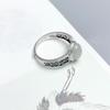 Eleganter durchbrochener Ring aus 925er Sterlingsilber mit Hetian-Jaspis-Cabochon für Damen und Herren - Heller Oberflächen-Zeigefingerring