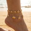 Double Layer Metal Shell Starfish Conch Pendant Anklet For Women Men Trendy Ocean Beach Sea Star Foot Chain Summer Party Jewelry