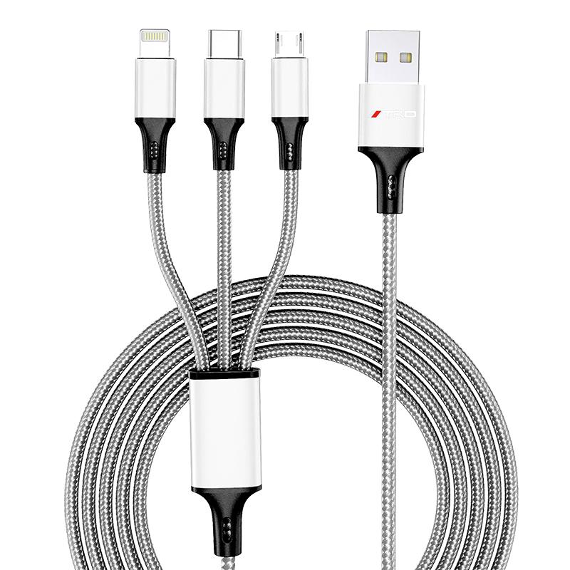 Car Emblem 3in1 Type C Lightning Micro USB Fast Charging Cable for Toyota TRD GR Yaris Corolla Auris Rav4 Land Vios LEVIN Camry Prado