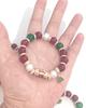 Hand-Painted Christmas Tree Beaded Bracelet - Women's Elastic Holiday Gift