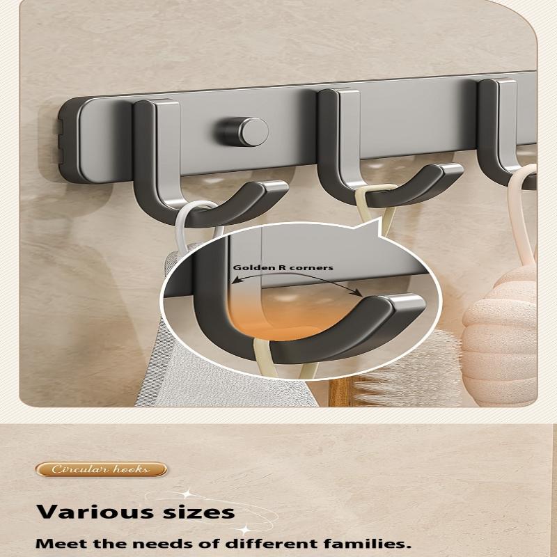 Space Aluminum Bathroom Hook No Drilling Strong Adhesive Coat Hook For Bathroom Kitchen Wall Mounted Clothes Hanger