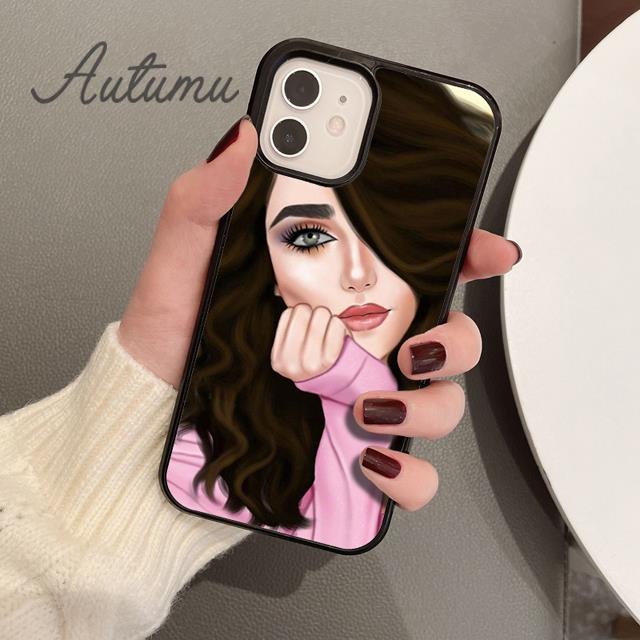 Brunette Blonde Girl Cute Phone Case for iPhone 11 12 13 14 Pro Max mini XR XS SE 2020 6S 7 8 Plus Samsung Galaxy S21 S22 Cover
