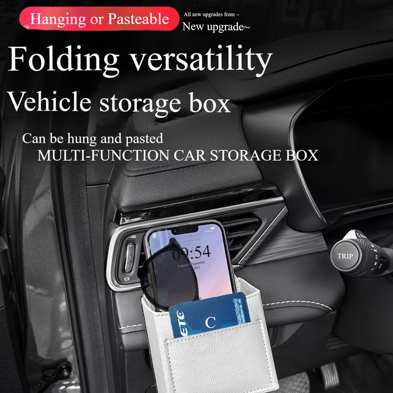 Auto Lüftungsschlitz Aufbewahrungstasche Auto Organizer Halter Armaturenbrett Luftauslass Hängende Ledertasche für Telefon Brille Schlüssel