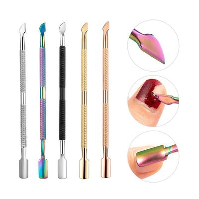 1 ks 2-cestné zlatá nechtová kožtička zatláčanie kožtičky manikúra kožtička lyžička Nail Art Odstraňovač mŕtvej kože