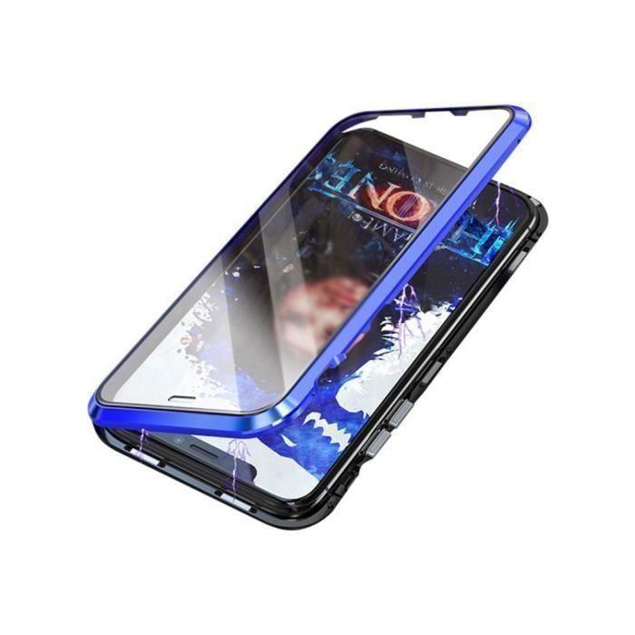 Mor coque en verre trempé double face magnétique noir bleu pour samsung galaxy s8 plus