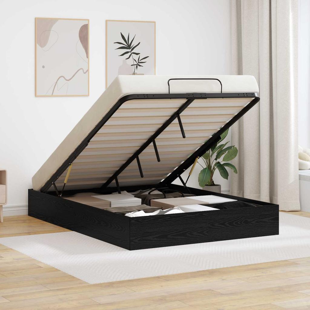 Ottoman Bed Frame Black Oak 203 x 120 x 25 cm