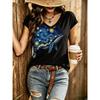 Sommer Buntes Tier 3D Muster Kurzarm T-Shirt Modisches Bequemes Oversized Atmungsaktives Damen V-Ausschnitt T-Shirt