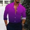 Chemise pour homme à col dégradé violet ton uni manches longues boutonnée