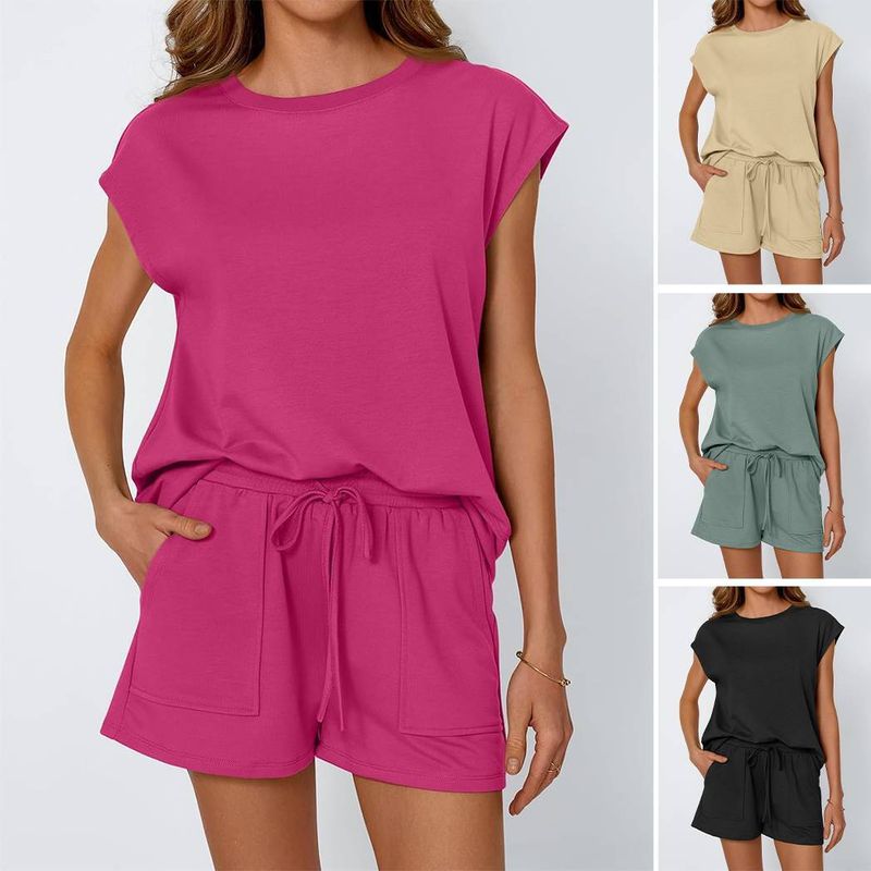 Women 2 Piece Lounge Sets Casual Summer Outfits Short Sleeve Two-piece Set Women