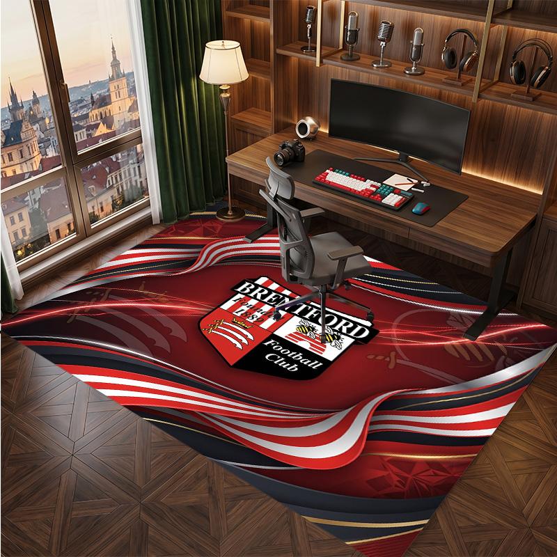 Brentford Football Print Crystal Velvet Rug, Comfortable Water Absorbent Non Slip Indoor Floor Carpet