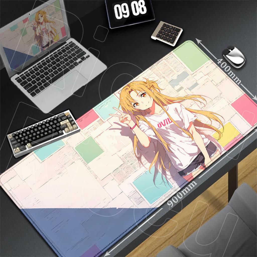 Non-slip Large E-sport Gamer Desk Carpet Hot Anime Sword Art Online SAO Mousepad XXL Kawaii Girl Asuna Yuuki Laptop Keyboard Mat
