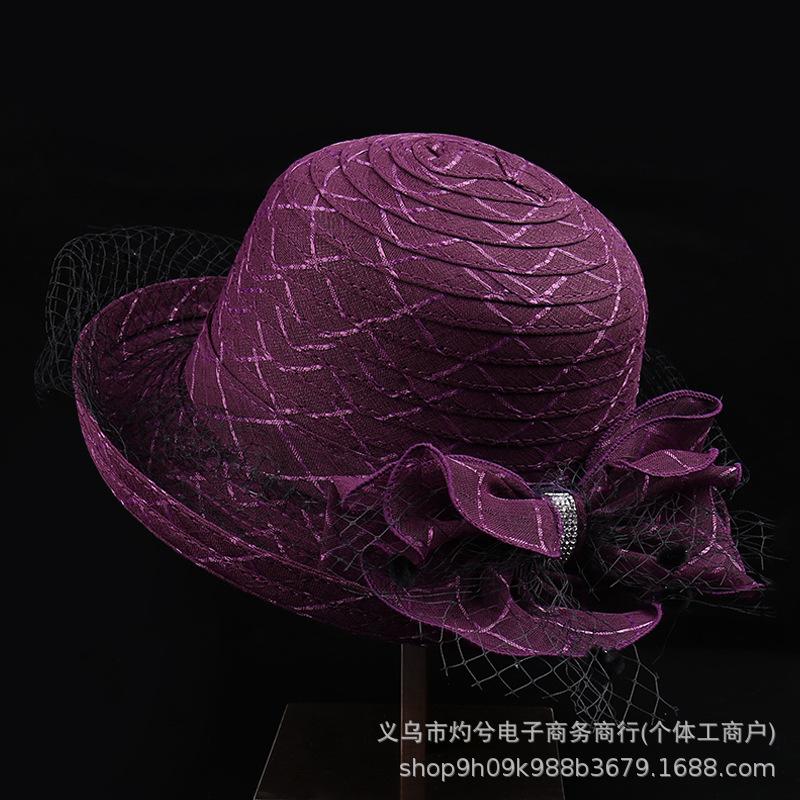 Lace Bow Crimped Basin Hat Women Shopping Beach Sunshade Top Hat Breathable Mesh Gauze Hat Sunshade Sun Protection