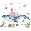 Undersea Whale Wall Stickers for Children Rooms Decor Cartoon Lighthouse PVC Decals Home Decoration Art Murals One Piece