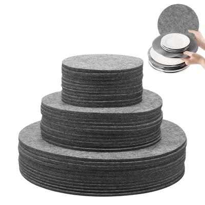 10PC Plate Separators Storage,  Thick and Premium Soft Felt Plate Dividers For China, Dish, Coffee Saucers Protecting and Stacking - Grey