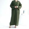 New Middle East Dubai Solid Cardigan Robe Dress Ethnic Style Solid Color Dress