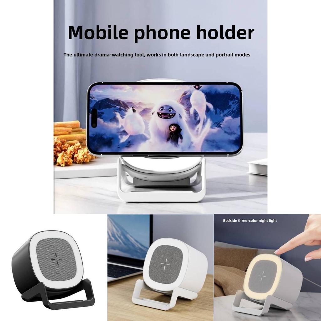 Bluetooth Wireless Charging Speaker Stand With Touch Control Rgb Light For Desk Home Office Gift