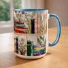 Bücherregal Muster Blume Keramik Milchbecher Lustiges Bücherwurm Geschenk Bronzefarbene Glasur Florale Keramik Kaffeetasse 15 oz
