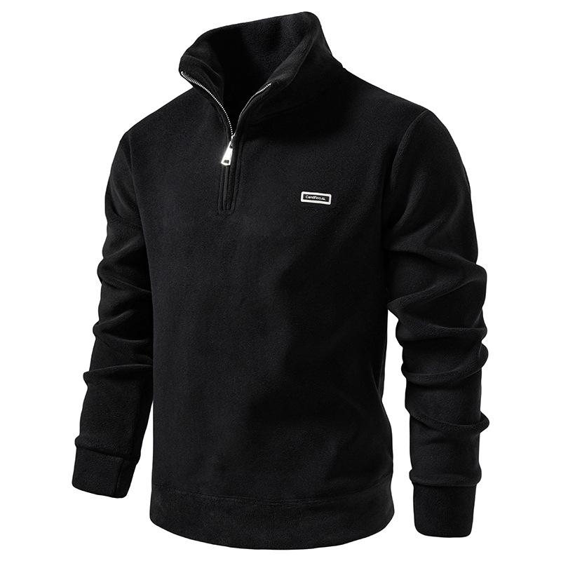 Men's Fleece Quarter Zip Sweatshirt Casual Stand Collar Long Sleeve Pullover For Daily Wear