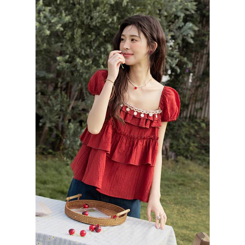 MiXiu Charlotte Tencel Square Neck Blouse M
