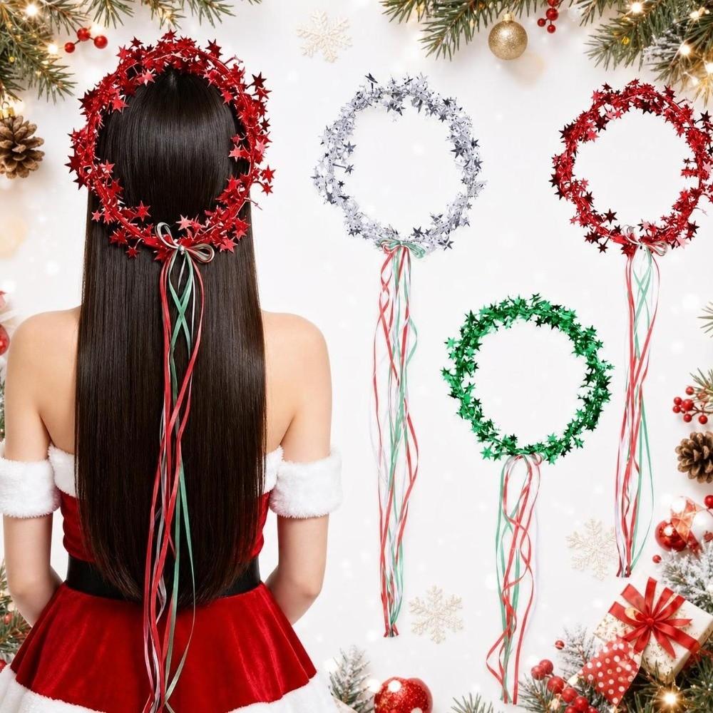 Shiny Christmas Headband Cute Korean Style Star Hair Hoop Photo Props Funny Christmas Wreaths Headwear