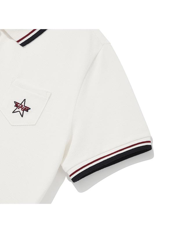 KIRSH Button Detail Slim Fit Collared T-Shirt [Ivory]
