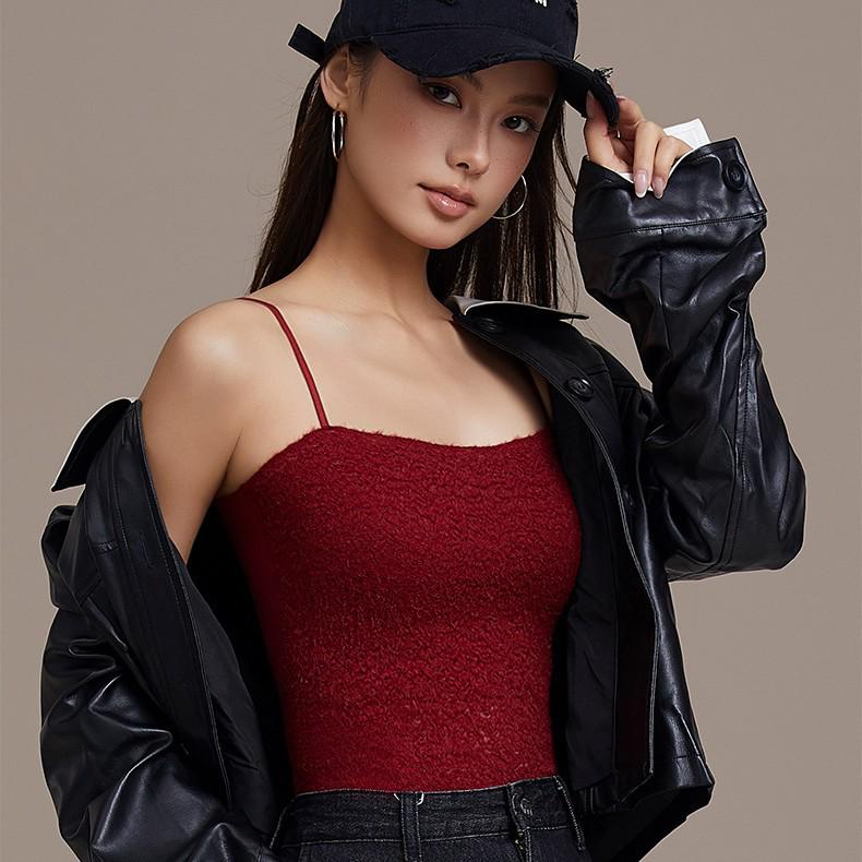 Autumn/Winter Rose Floral Lace Spaghetti Strap Seamless Bandeau Vest