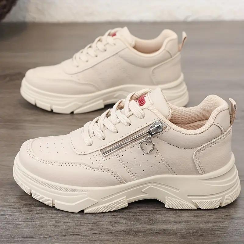 New Style White Sneakers for Autumn And Winter 2025, Breathable, with Hidden Height Increase, Versatile, High Thick Sole, Suitable for Students