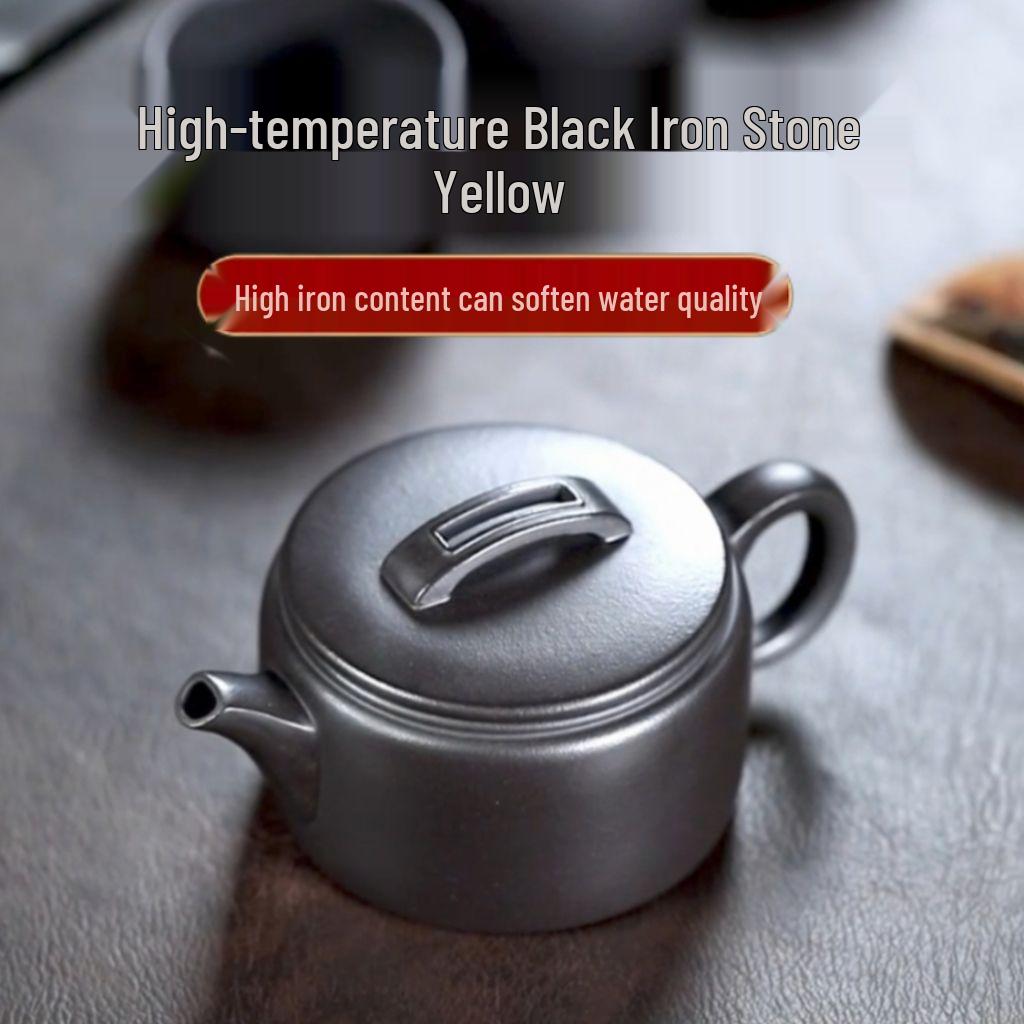 Authentic Yixing Zisha Teapot, Aged Stone Yellow, Large Mouth Hanwa, High-End Household Tea Set Gift Standard Box Packaging