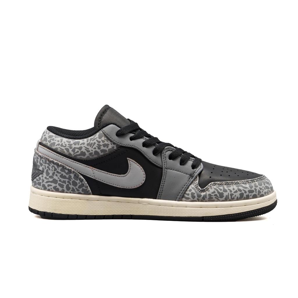 Jordan Air Jordan 1 Cushioning Abrasion Resistant Breathable Low Top Vintage Basketball Shoes Unisex Black 553558-081(Team500-)