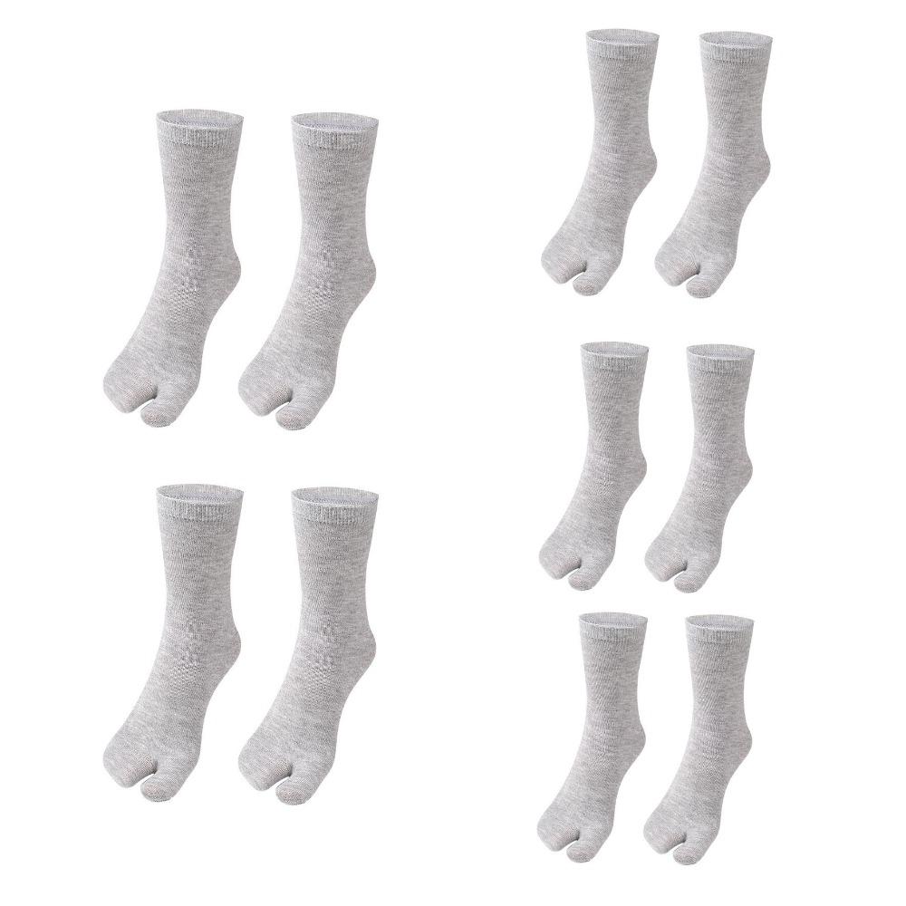 

5 пар деловых хлопковых носков с двумя пальцами, противоскользящие носки с коротким паголенком, эластичные носки-разделители для пальцев, унисекс серый