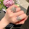 Bubble Mapei Pearl Star Jewel Ring, Mermaid Tears, 18K Gold Plated, Lady Flower Zircon Pearl Ring