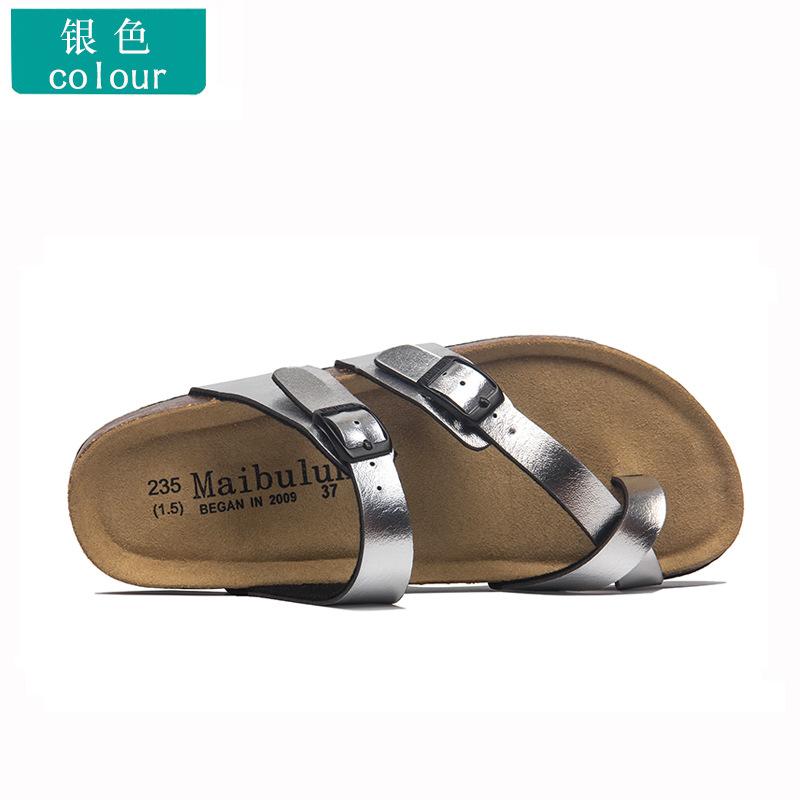 Fashion Low-top cork beach flip-flops beaded couple beach flip-flops soft heel flat slippers women summer unisex slippers