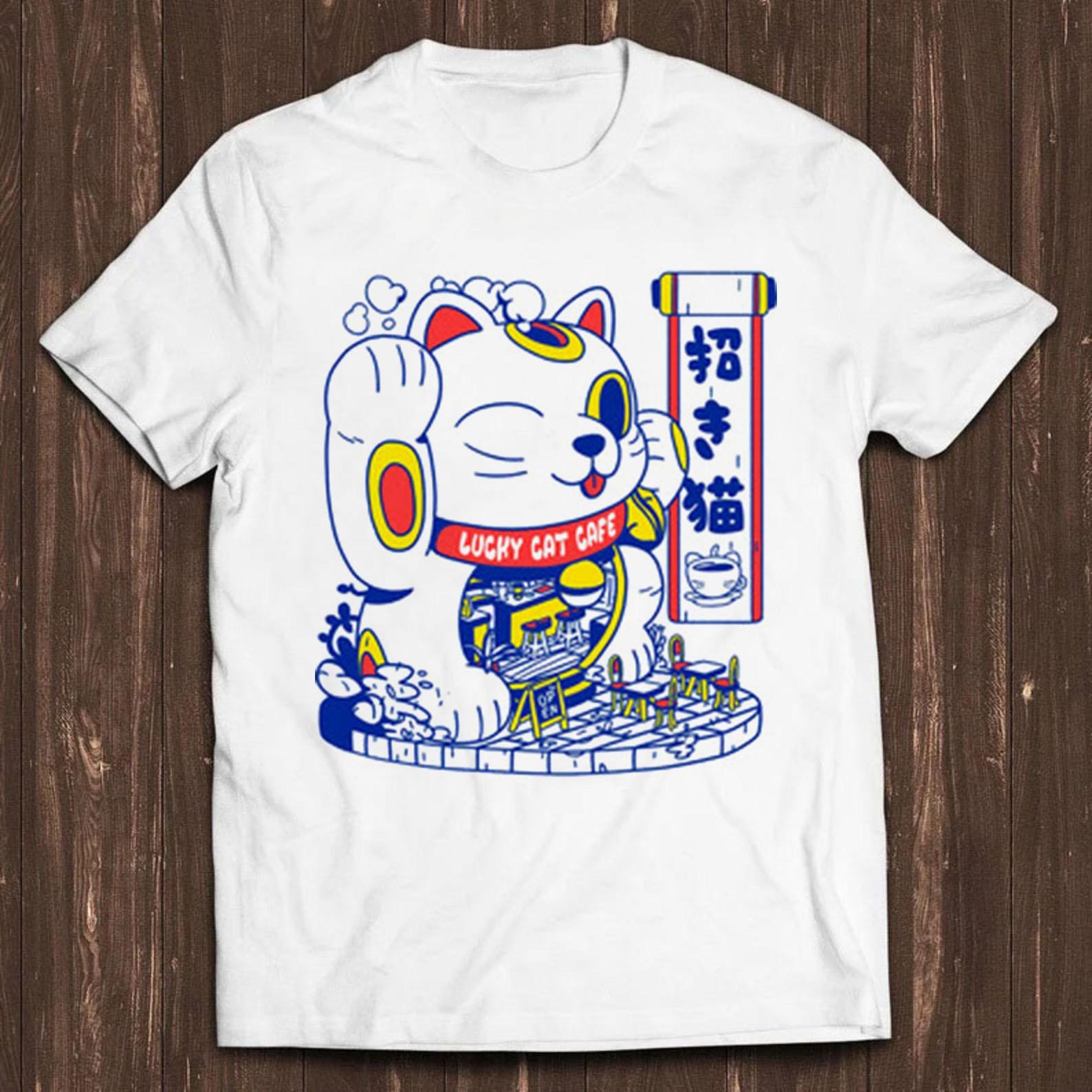Maneki Neko Lucky Cat Fortune Happiness Wealth Meme Funny Gift Tee T Shirt C819 S