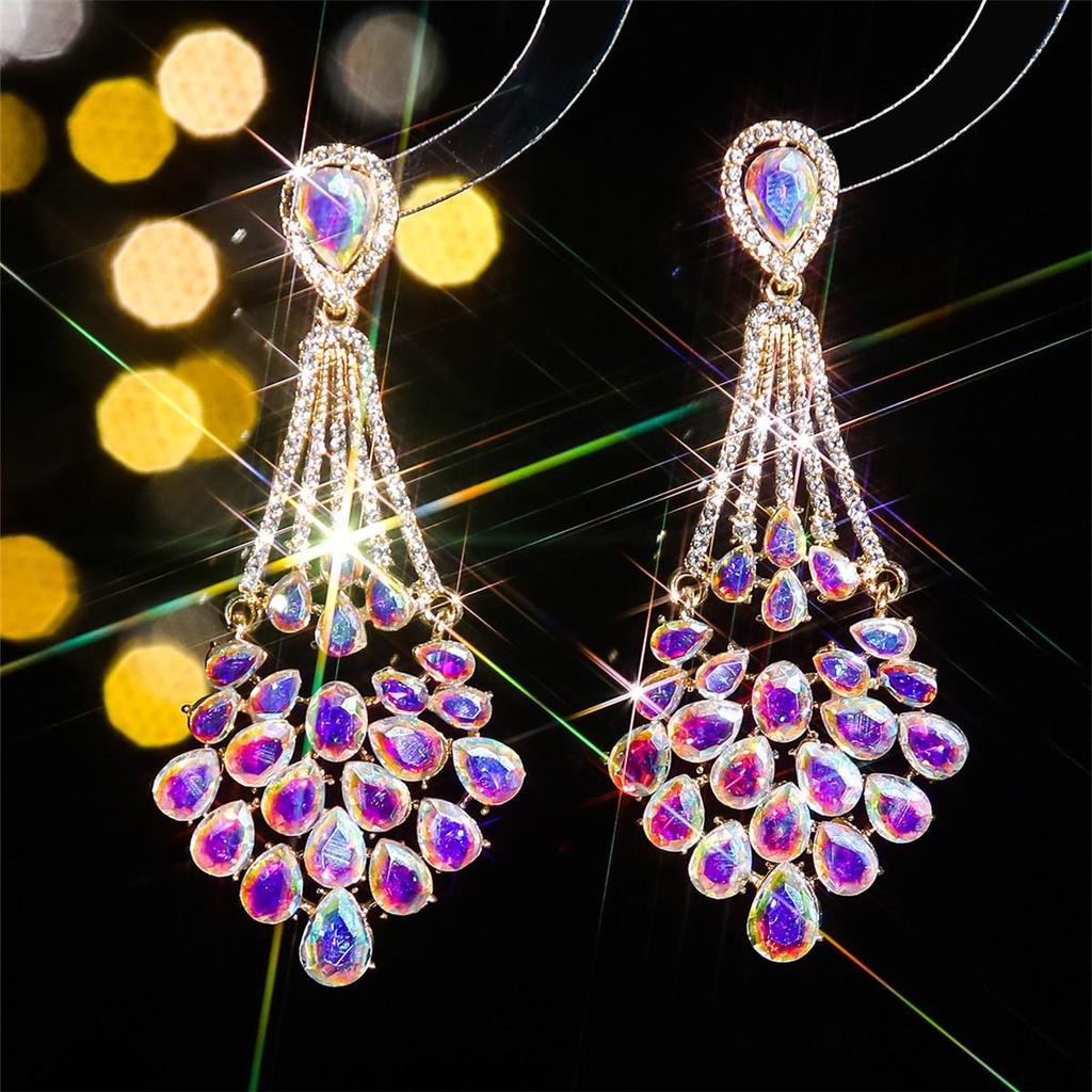 Bright Rhinestone Stud Earrings – Colorful, Bold European & American Style for Women