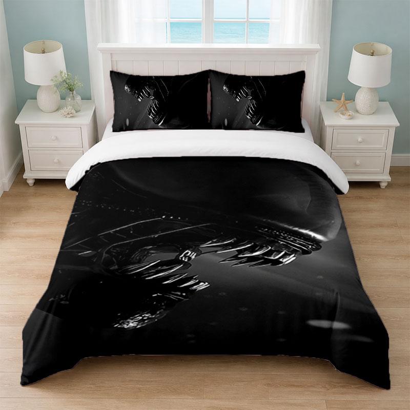 Alien Xenomorph Bedroom 3Pcs Bedding Set Soft Bed Sheet Pillowcases Home Bedding Decoration