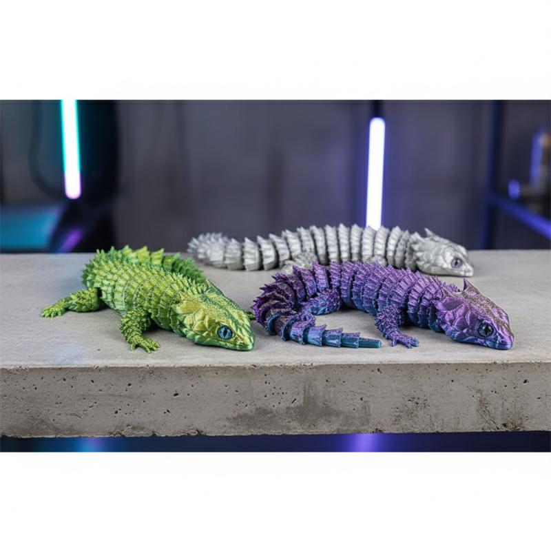 3D Printed Conjoined Lizard Statue Ornaments, Movable Cartoon, Creative Desk Plants, Rockery, Fish Tank Landscaping Decoration